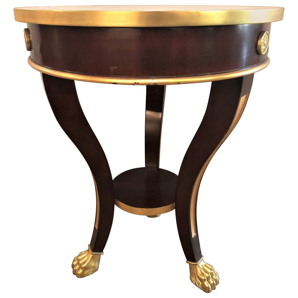 Jansen Style Claw Foot and Bronze Mounted Marble-Top Circular End Side Table