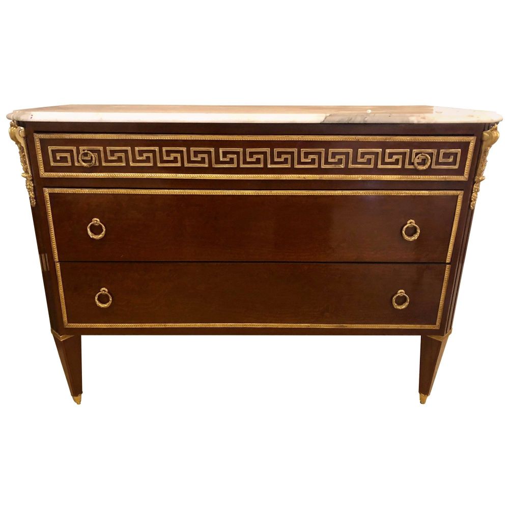 Tortoise Wood Bronze Mounted Greek Key Design Commode / Chest Manner Jansen