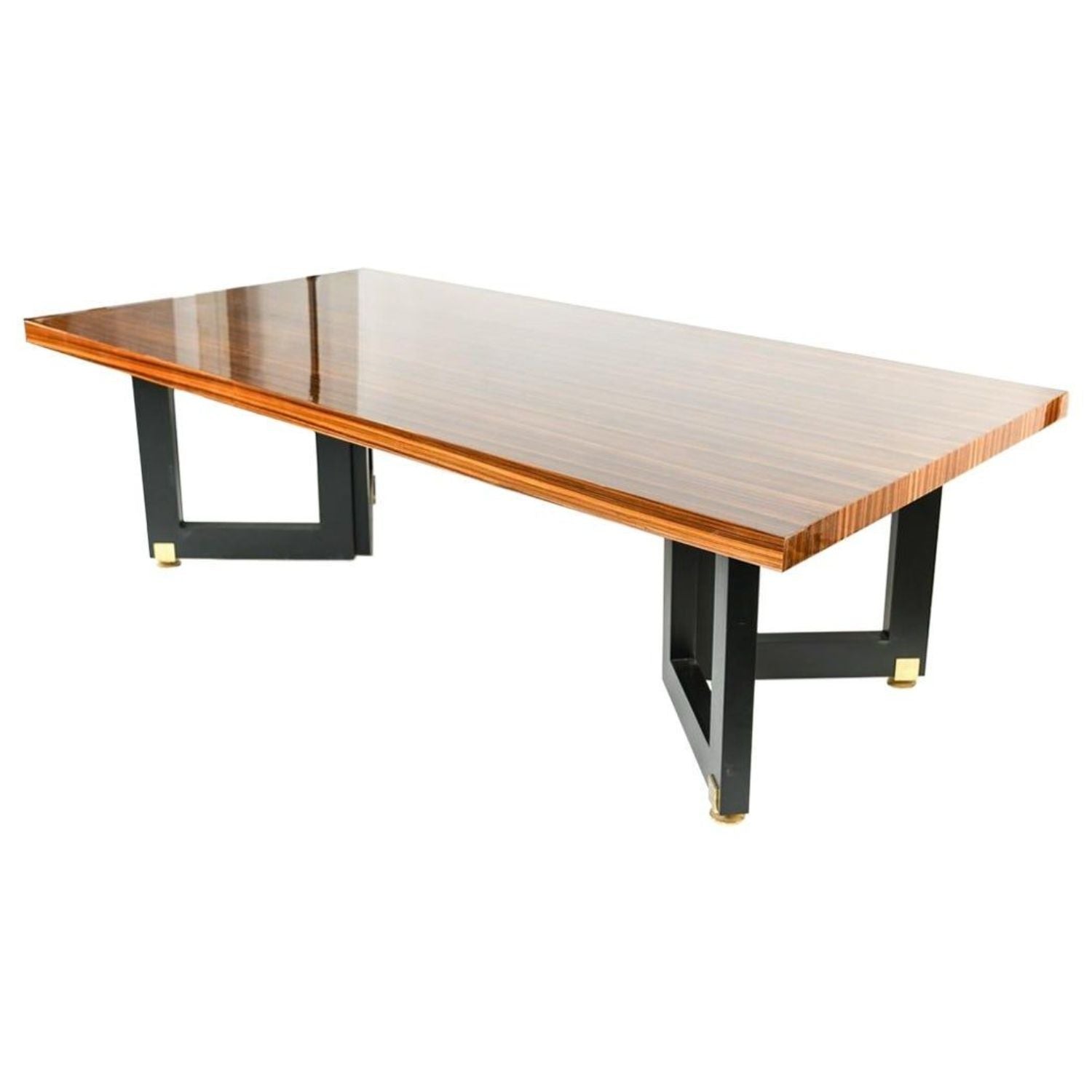 Lorin Marsh, Modern Dining Table, Lacquer, Zebra-Wood, Brass