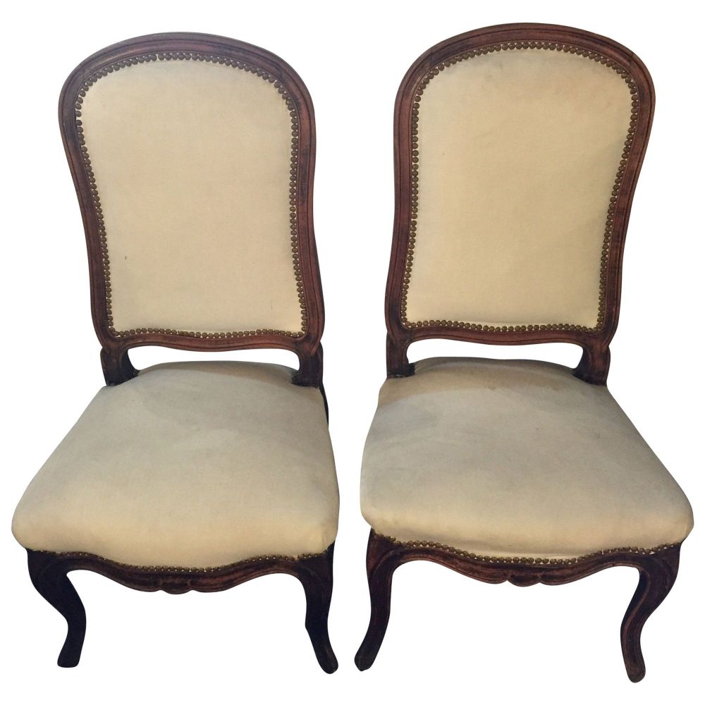 Pair of Louis XV Style Maison Jansen Attributed Boudoir/Slipper or Side Chairs