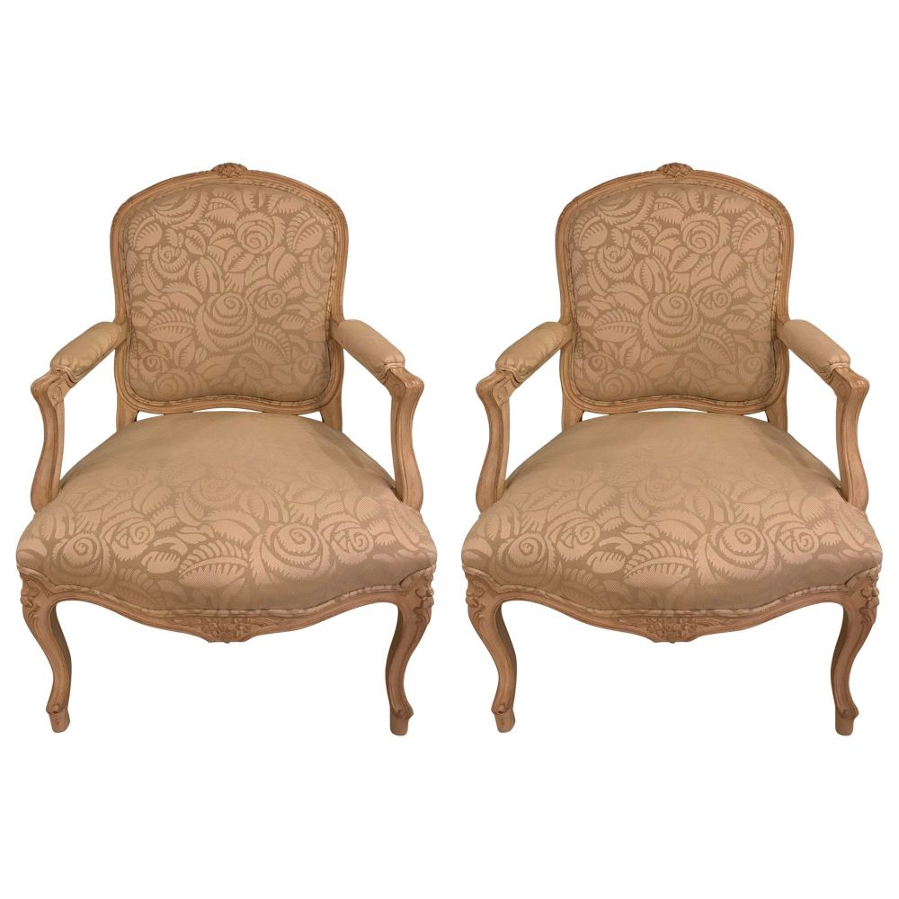 Pair of Louis XV Style Bergère Armchairs