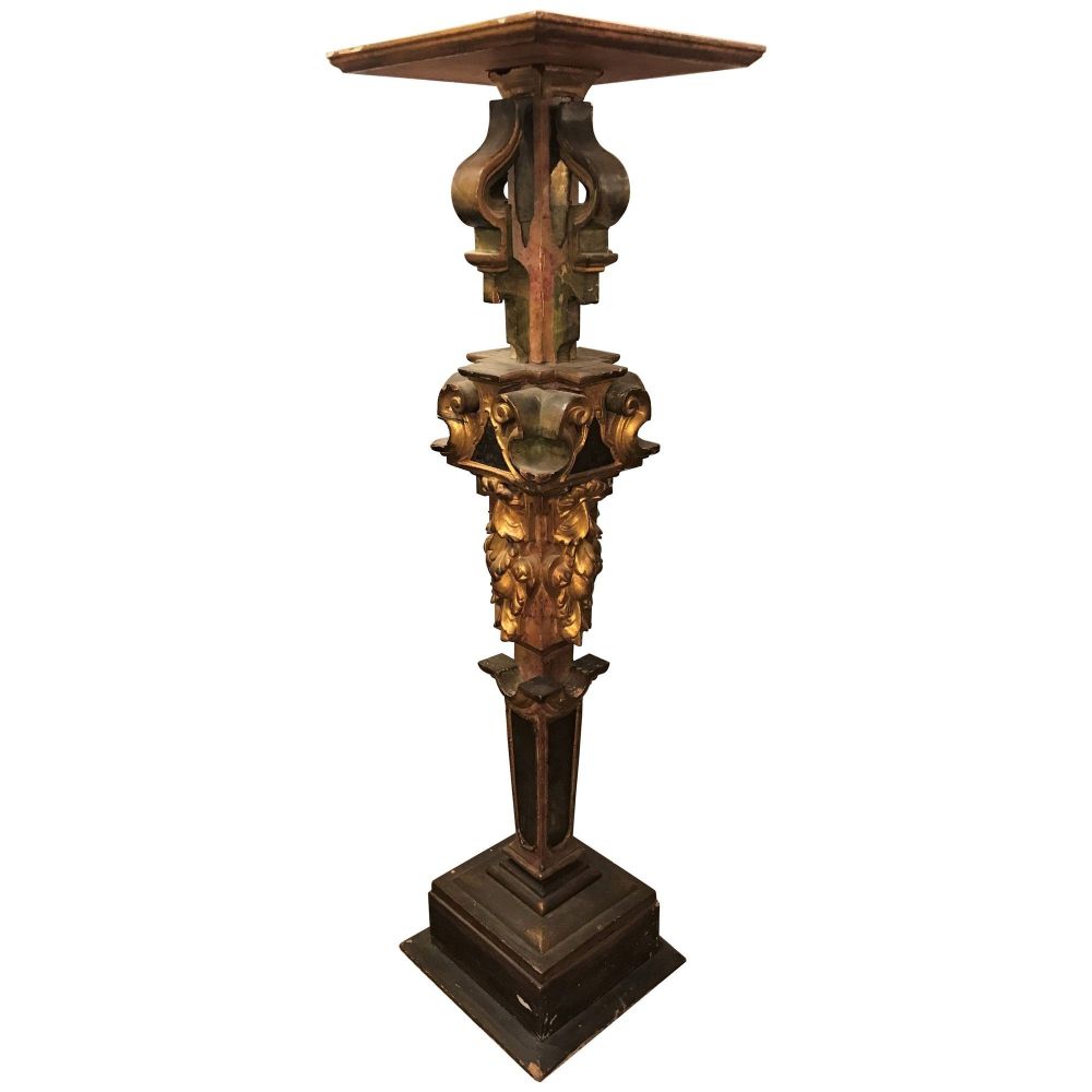 Continental Italian Gilt Distressed Continental Pedestal