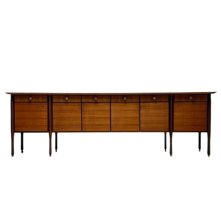 Italian Mid-Century Modern, Monumental Sideboard, Rosewood, Walnut, Italy, 1960s