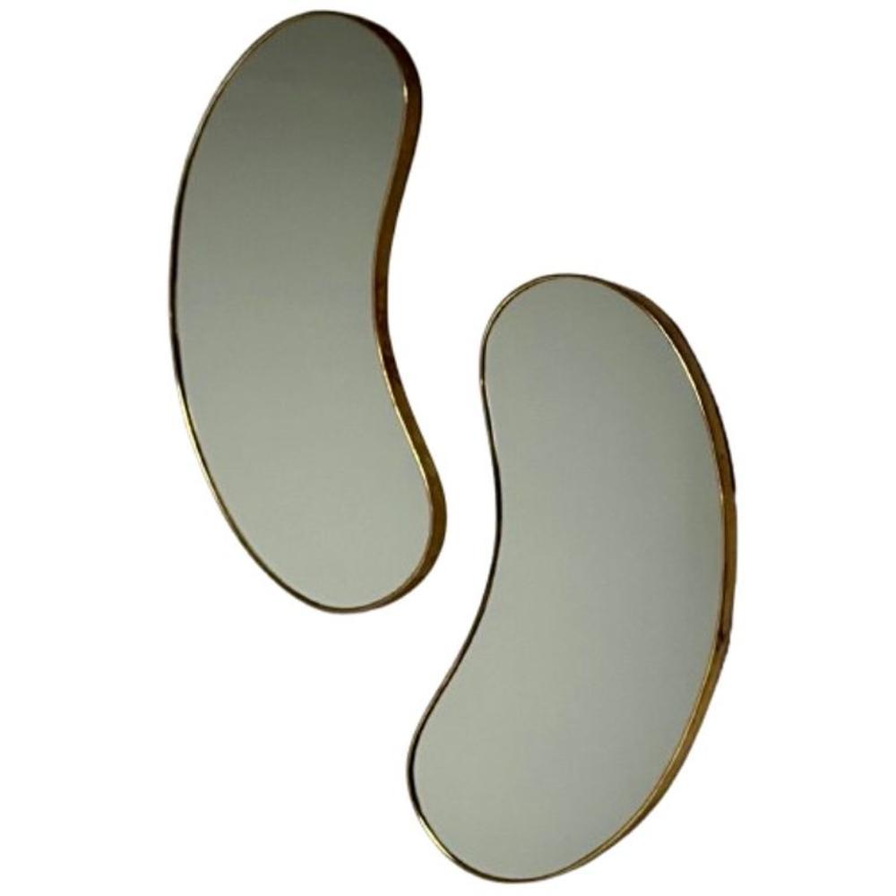 Italian Mid-Century Modern, Wall Mirrors, Organic Form, Brass, Italy, 1950s