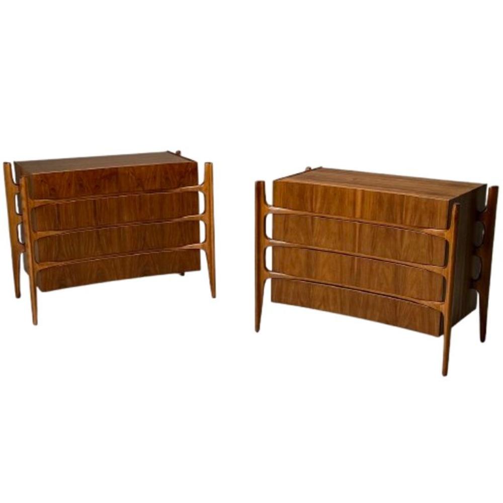 William Hinn, Swedish Mid-Century Modern, Sculptural Dressers, Walnut, 1970s