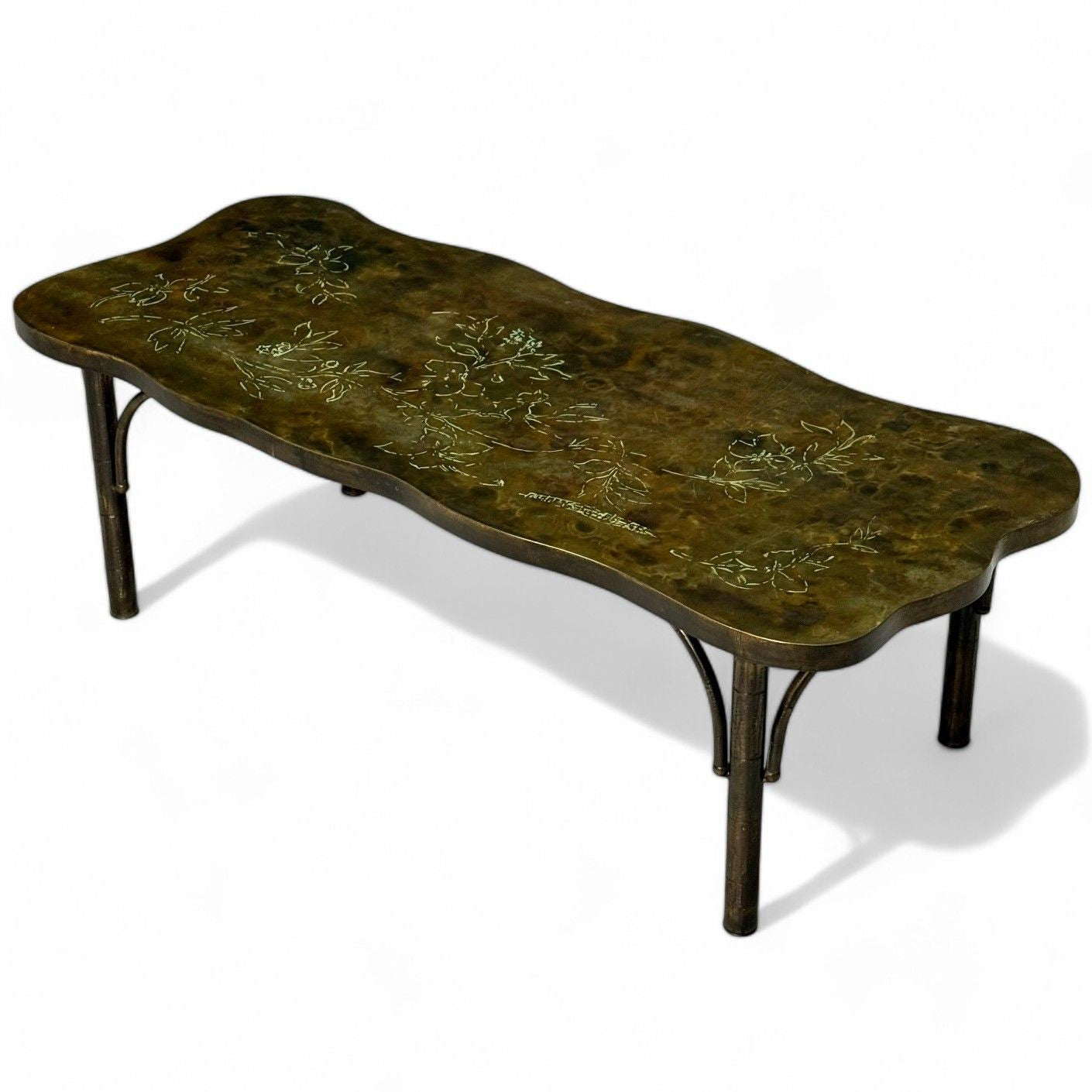 Philip & Kelvin LaVerne, Mid-Century Modern, Organic Form Coffee Table, Bronze