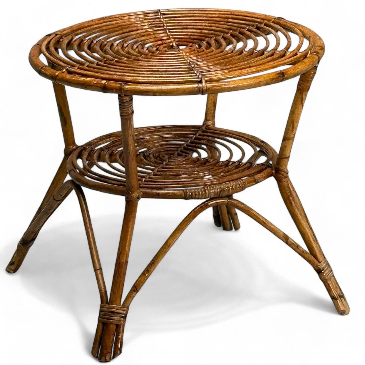 Italian Mid-Century Modern, Occasional Table, Rattan, Bamboo, Italy, 1960s