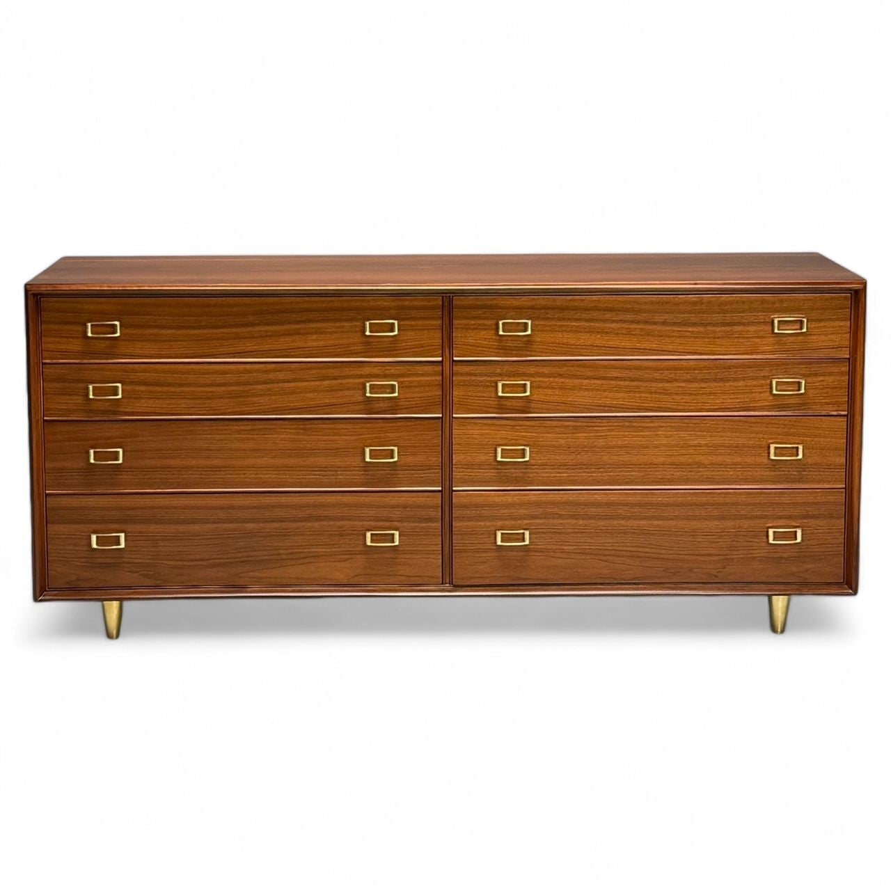 Paul Frankl, John Stuart, Mid-Century Modern, Dresser, Walnut, Brass, USA, 1950s