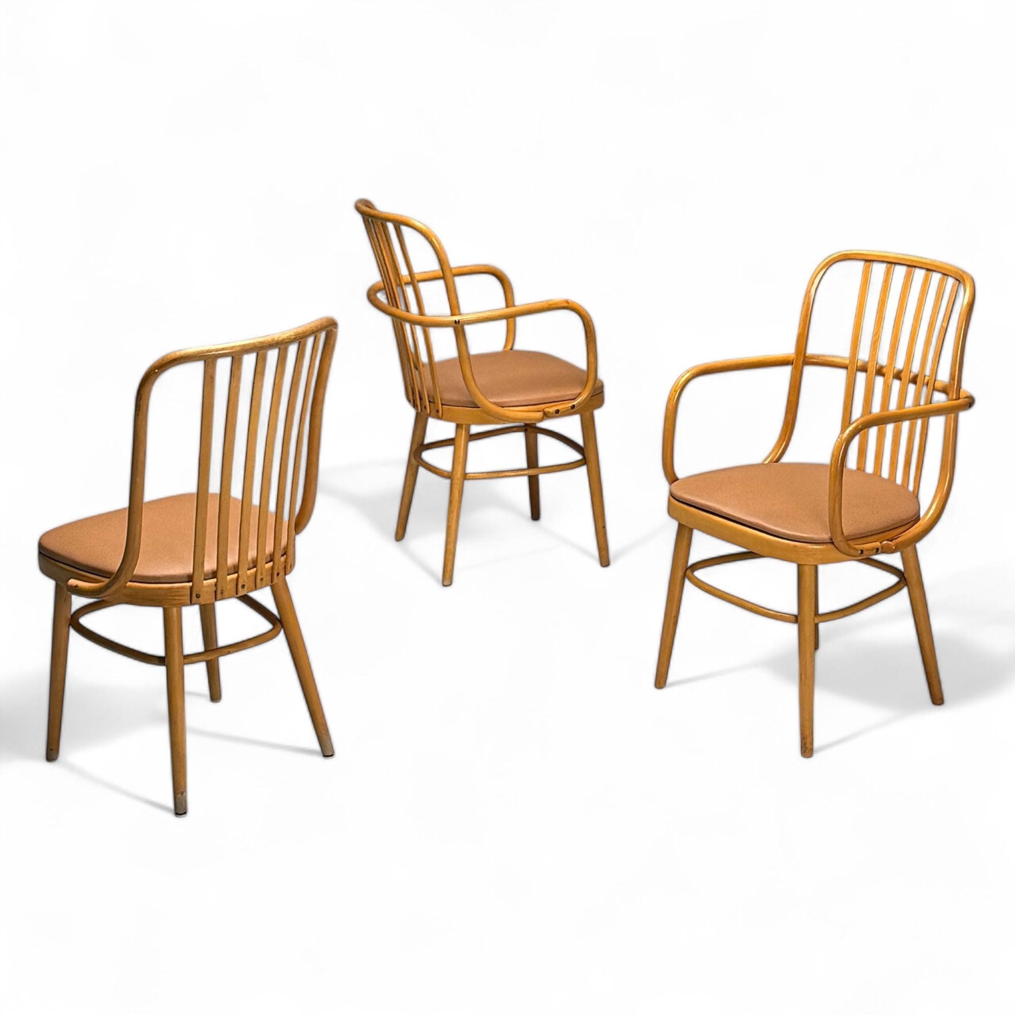 Josef Hoffmann, Ligna, Mid-Century Modern, Bistro Chairs, Czech Republic, 1970s