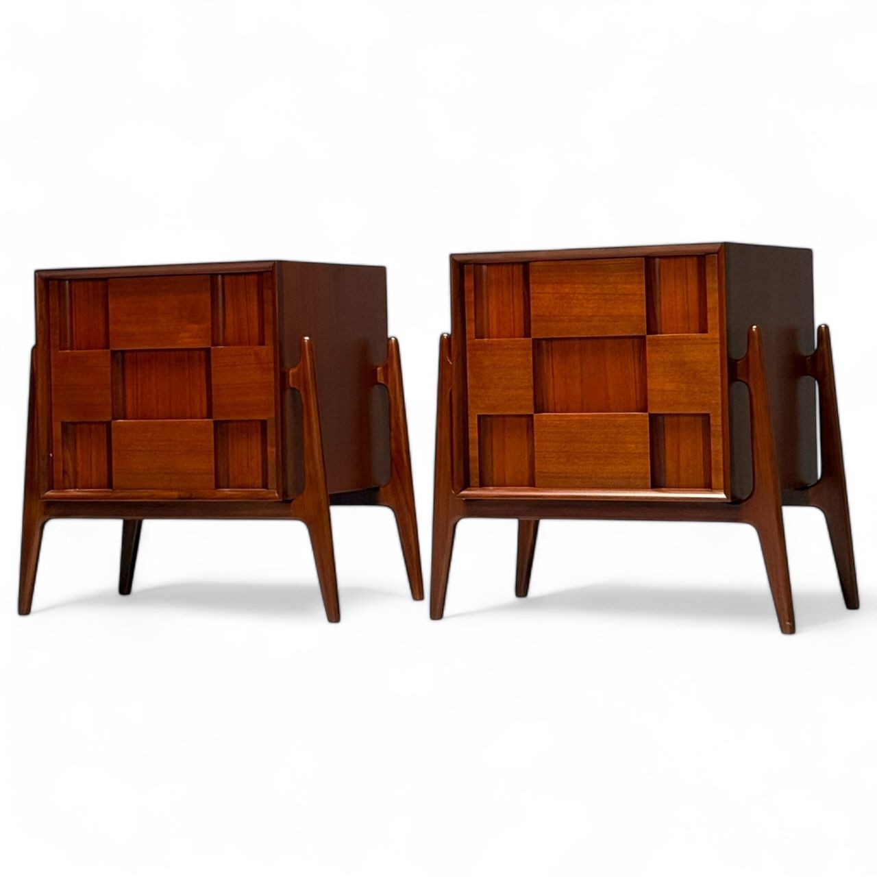 Jorgen Clausen, Danish Mid-Century Modern, Sculptural Nightstands, Teak, 1960s