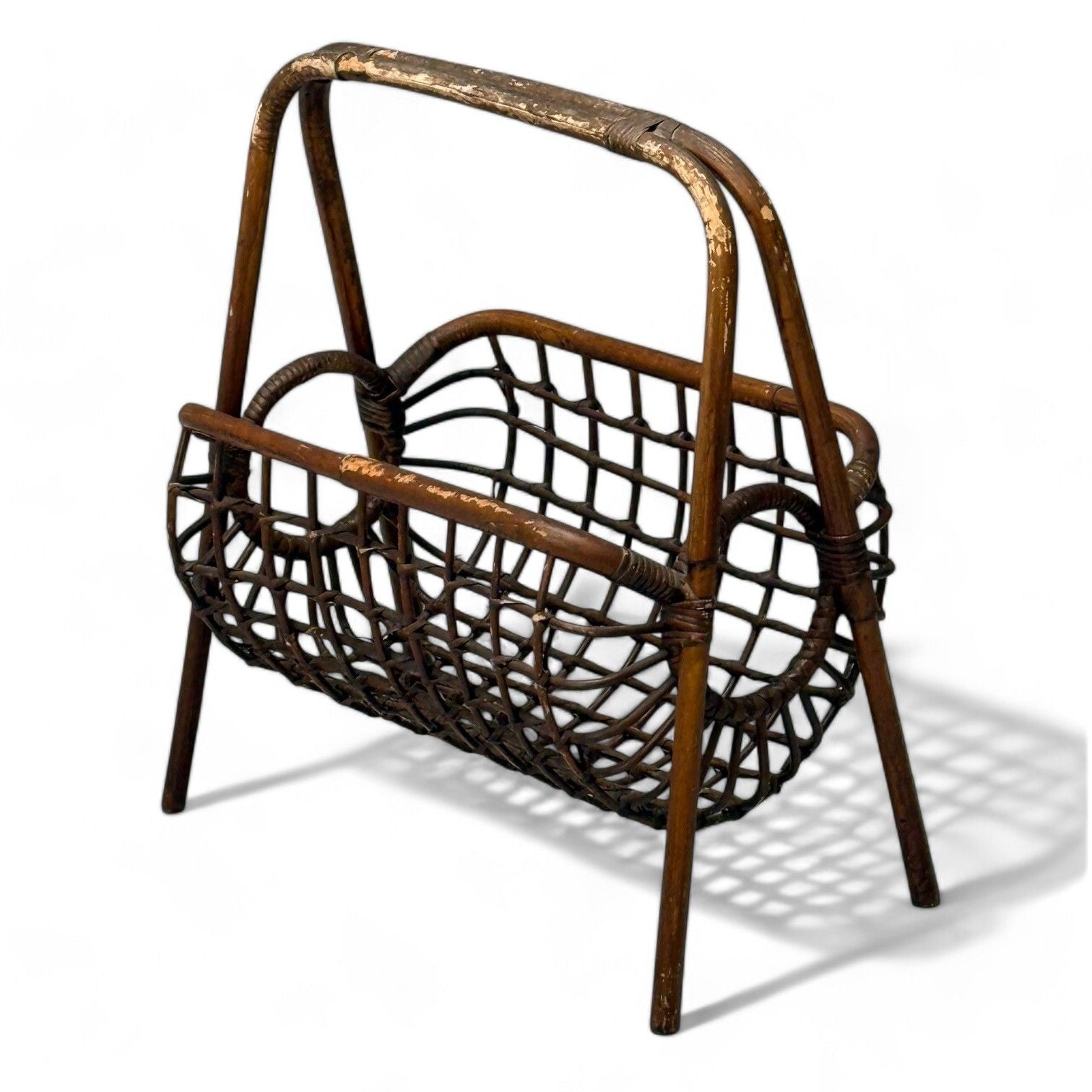 Bonacina Attr., Italian Mid-Century Modern, Magazine Rack, Bamboo, Wood, 1960s