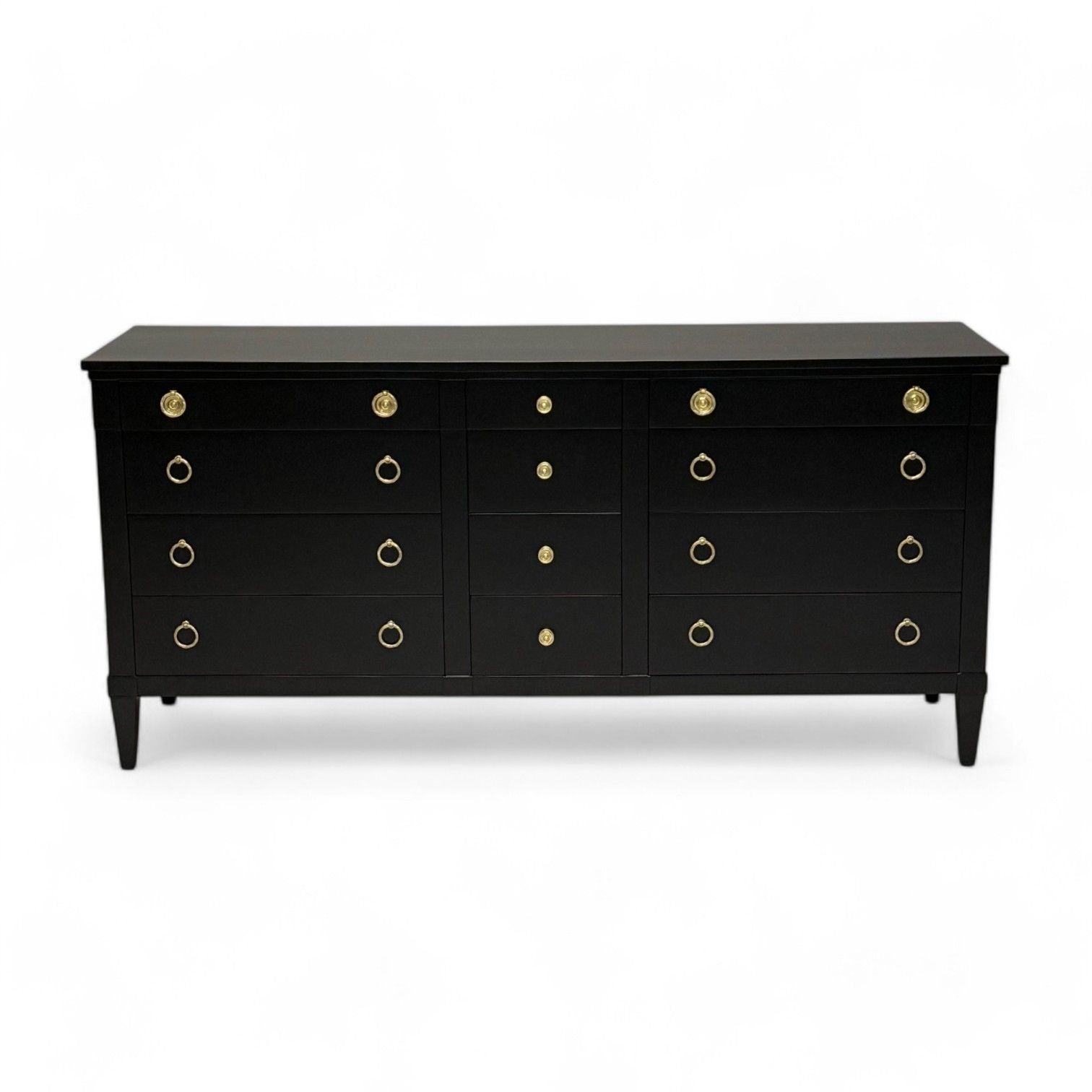 Charak, Hollywood Regency Style, Dresser, Black Painted Wood, Brass, USA, 1962