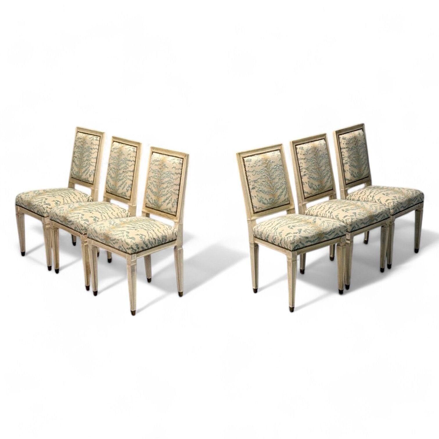 Jean-Michel Frank, Louis XVI Style, Six Dining Chairs, Parchment, France, 1930s