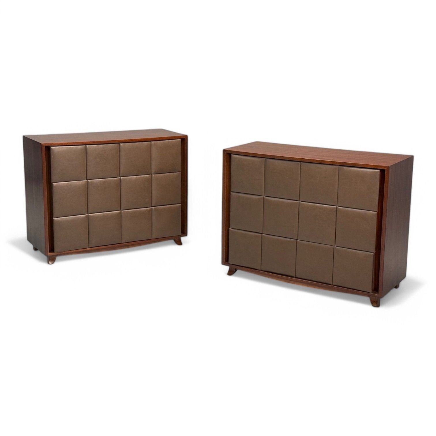 Gilbert Rohde, Mid-Century Modern, Dressers, Leather, Stained Wood, 1940s