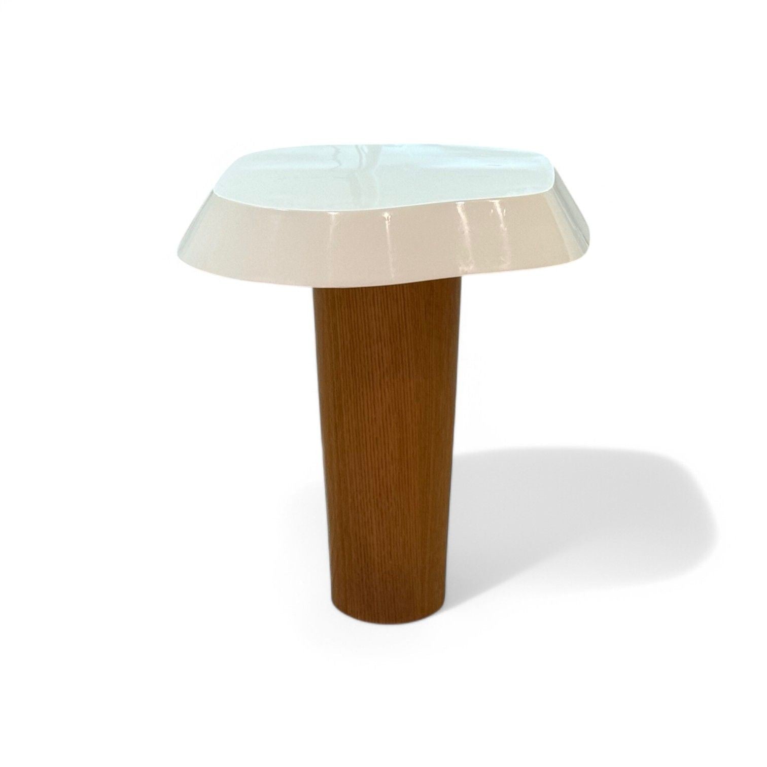 Contemporary, Organic Modern, Tall Side Table, White Lacquer, Oak, 21st C.