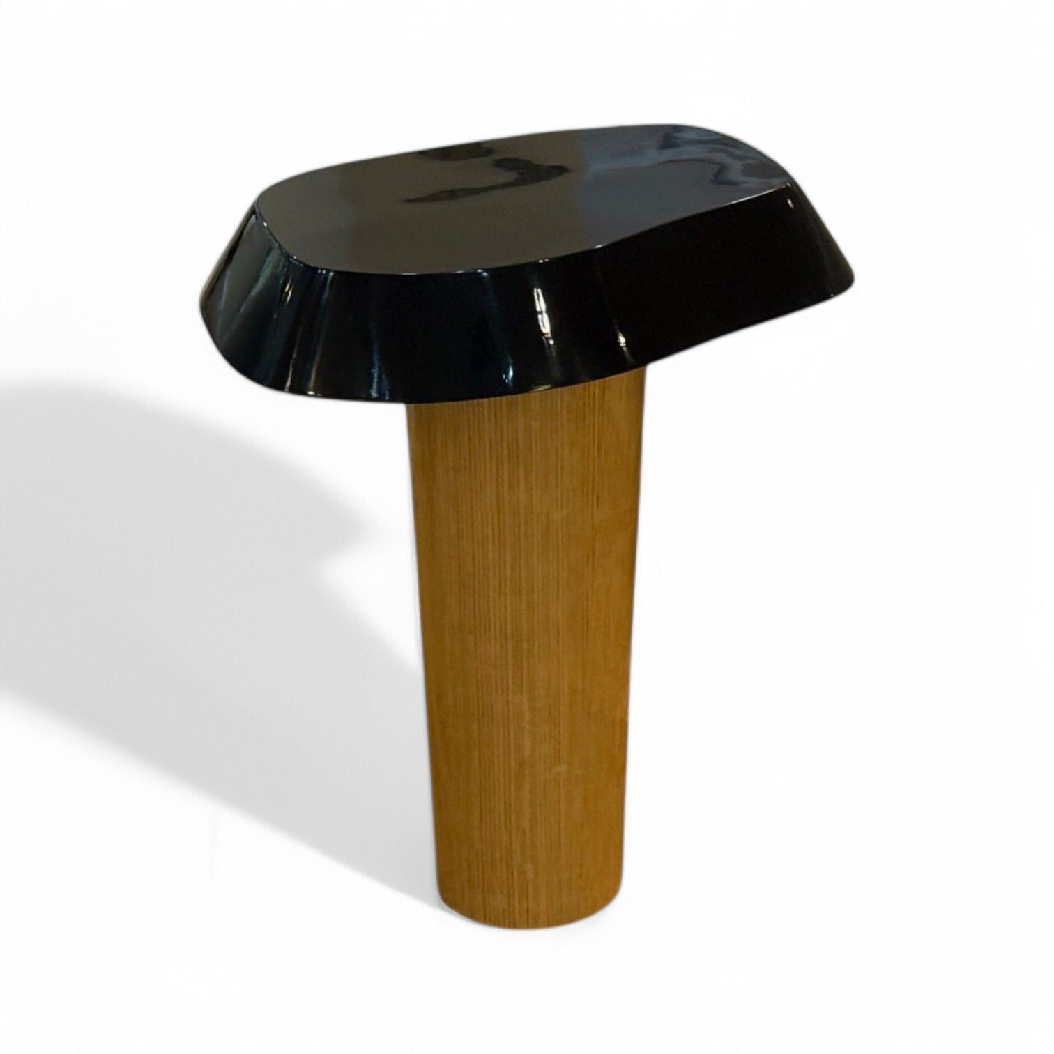 Contemporary, Organic Modern, Tall Side Table, Black Lacquer, Oak, 21st C.