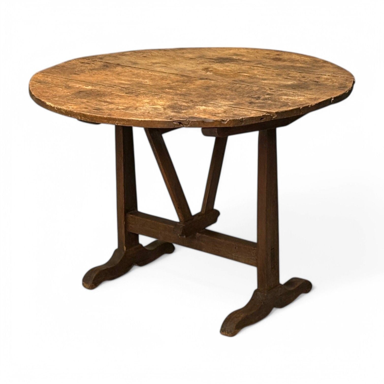 French Provincial, Wood, Wine Tasting Center Table, France, 19th C.