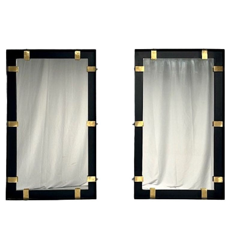 Contemporary, Industrial Modern, Rectangular Wall Mirrors, Steel, Brass