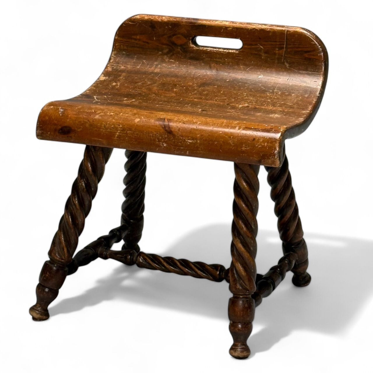 Swedish Mid-Century Modern, Provincial Milking Stool, Oak, Sweden, 1900s