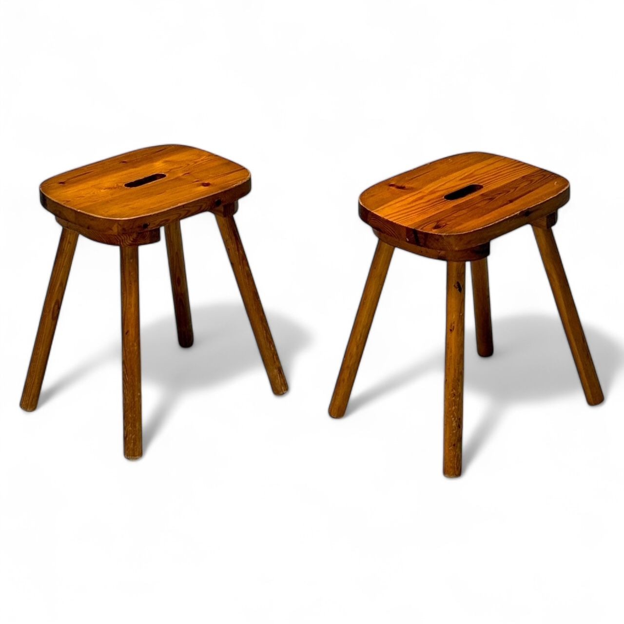 Swedish Mid-Century Modern, Occasional Stools, Pine, Sweden, 1970s