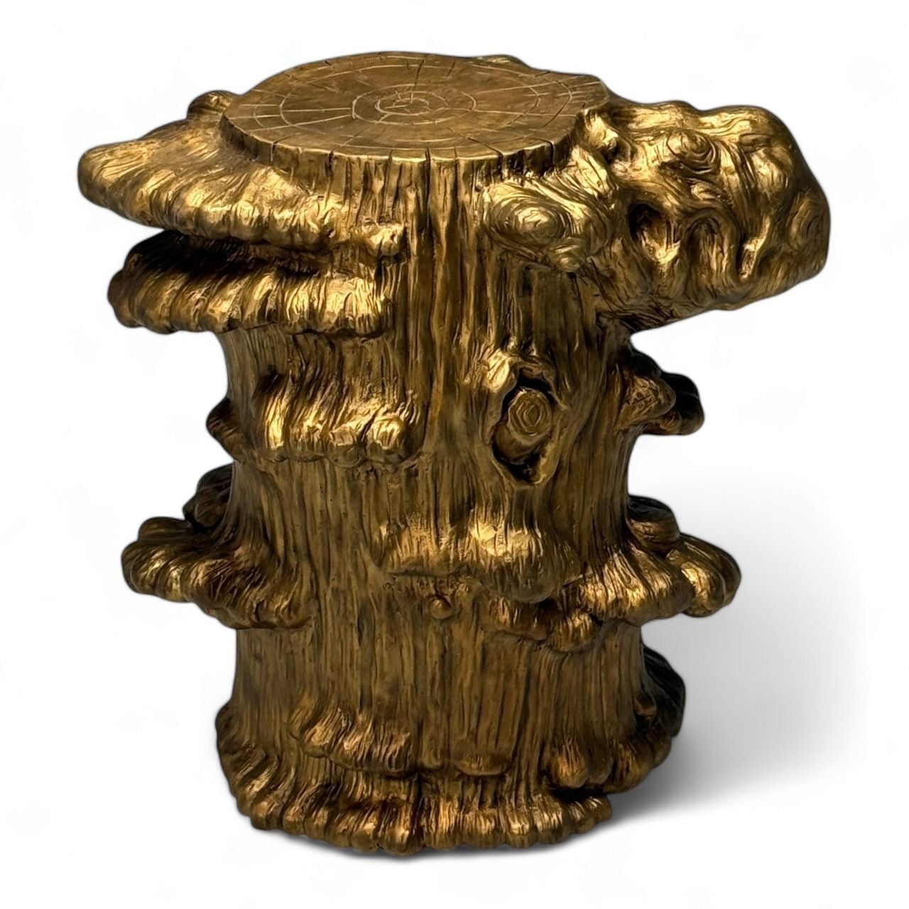 Modern Tree Trunk Sculptural Side Table, Cast Bronze, American, 21st C.