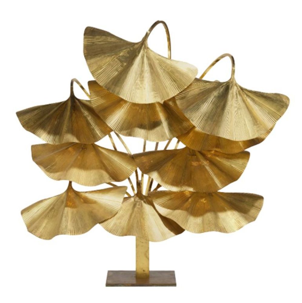 Tommaso Barbi, Italian Mid-Century Modern, 10 Leaf Ginkgo Floor Lamp, Bottega Gadda