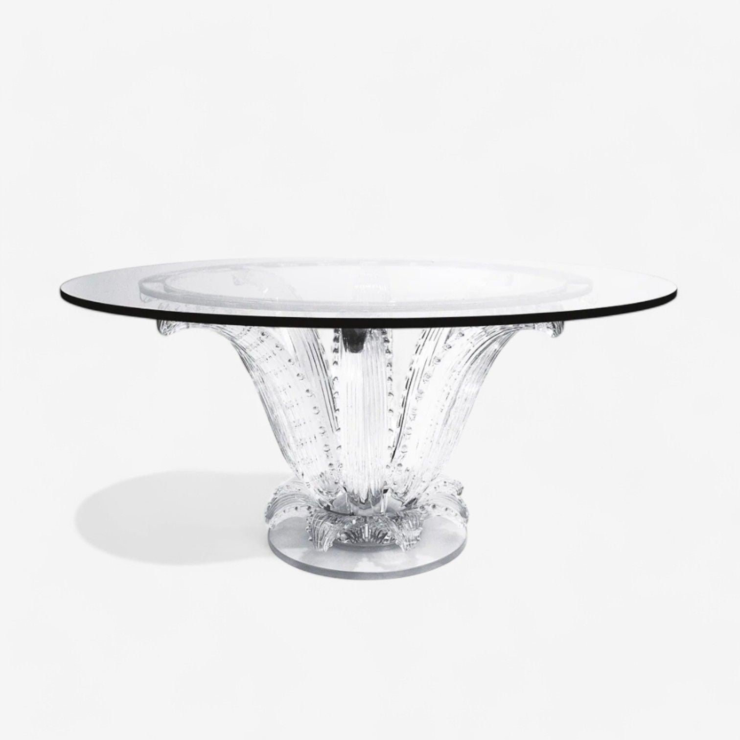 Lalique, Modern Cactus Center Table, Clear Crystal, 72" Glass, France, 1984