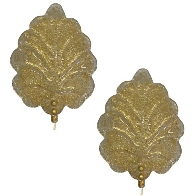 Reijmyre, Swedish Mid-Century Modern, Gold Leaf Sconces, Sweden, 1990s