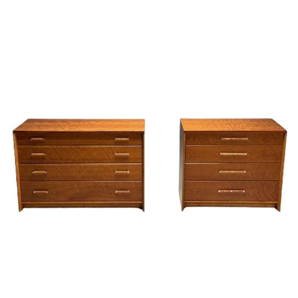 John Stuart, Mid-Century Modern, Dressers, Birdseye Maple, Chrome, USA, 1960s