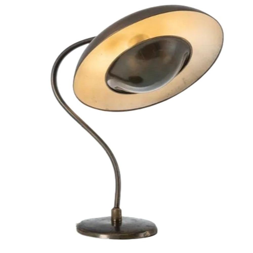 Bauhaus, Mid-Century Modern, Desk Lamp, Gilt Metal, Germany, 1930s