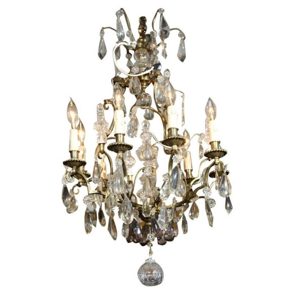 Bronze and Crystal Chandelier