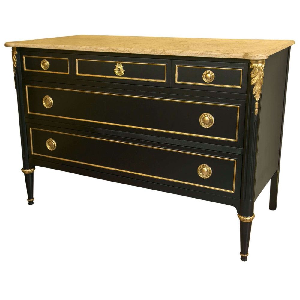 Ebonized Marble-Top Commode by Maison Jansen