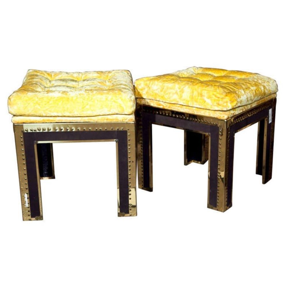 Pair of Brass Tacked Footstools