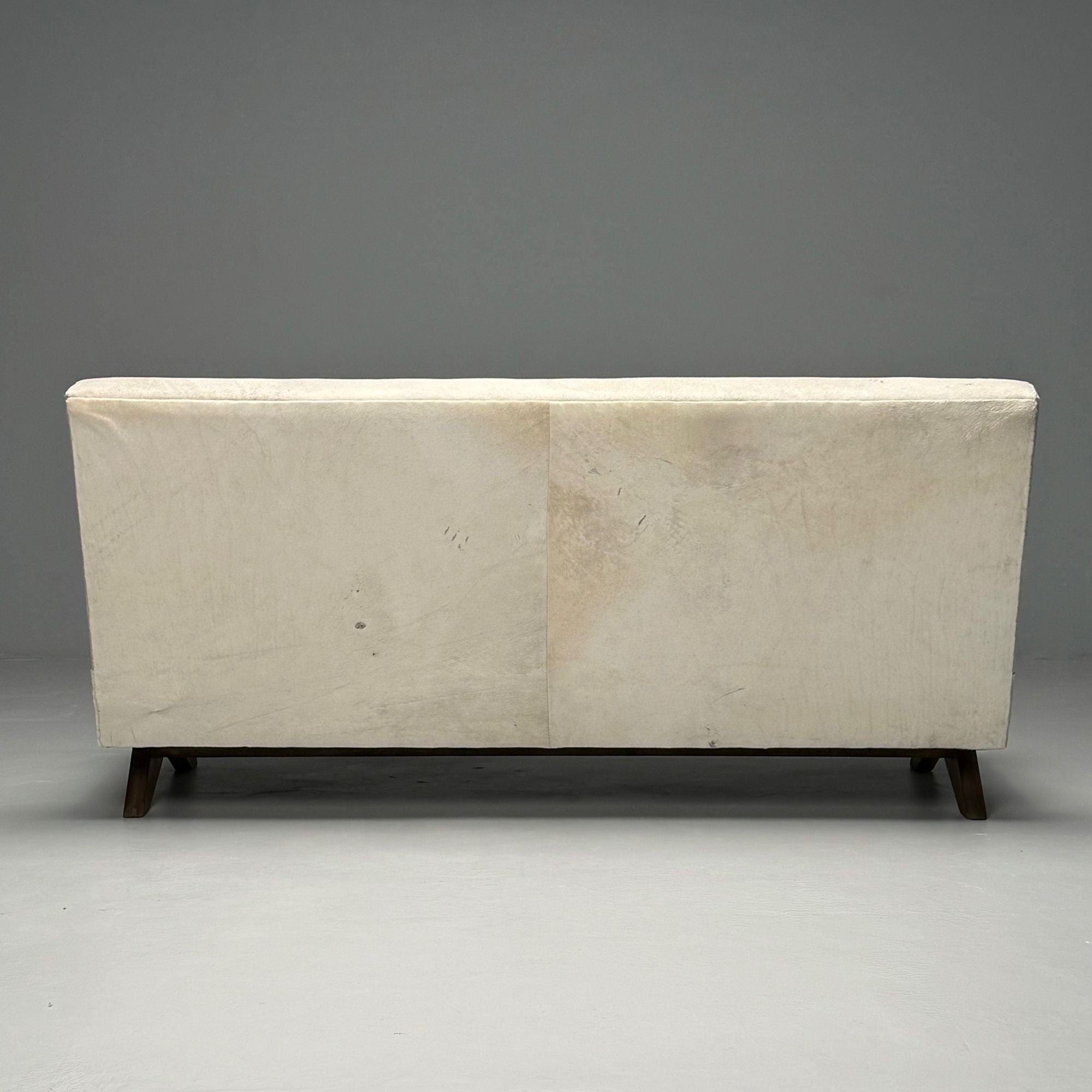 Pierre Jeanneret, French Mid-Century Modern, Fireside Sofa, Teak, White Cowhide