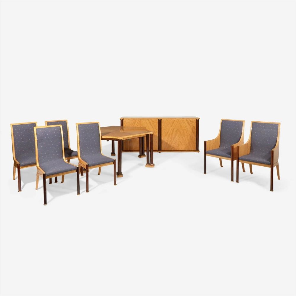 Vladimir Kagan Dining Room Set, Table, Chairs, Sideboard, Labeled, Copeland