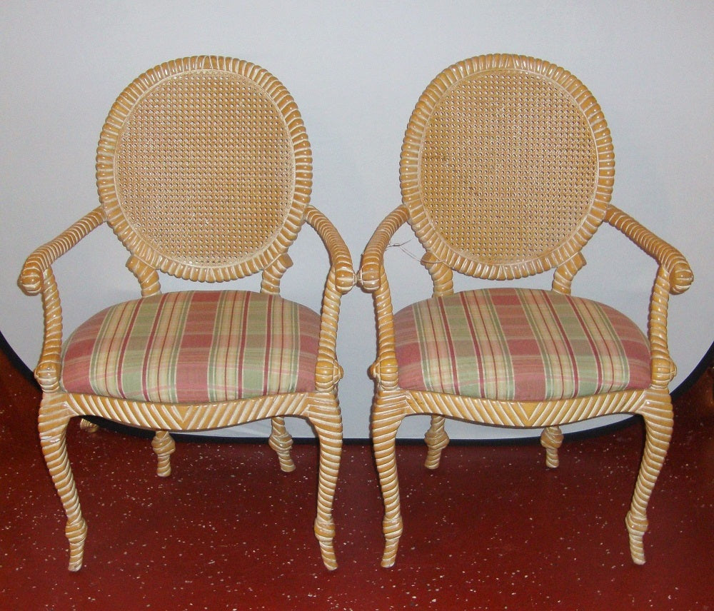 Pair of Twisted and Knotted Form Armchairs