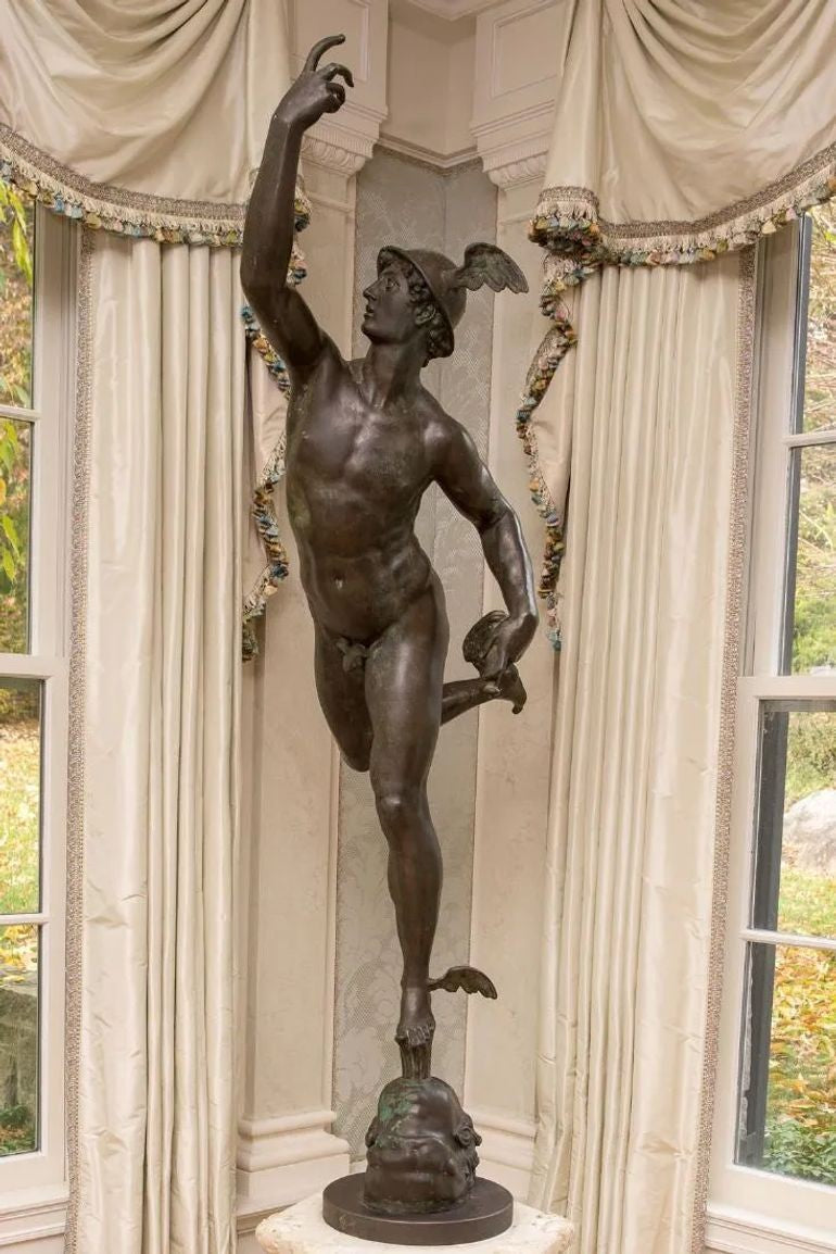 French Artist, Life-Size Statue of Hermes, Bronze, France, 18th Century