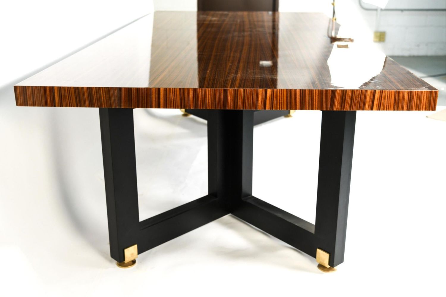 Lorin Marsh, Modern Dining Table, Lacquer, Zebra-Wood, Brass