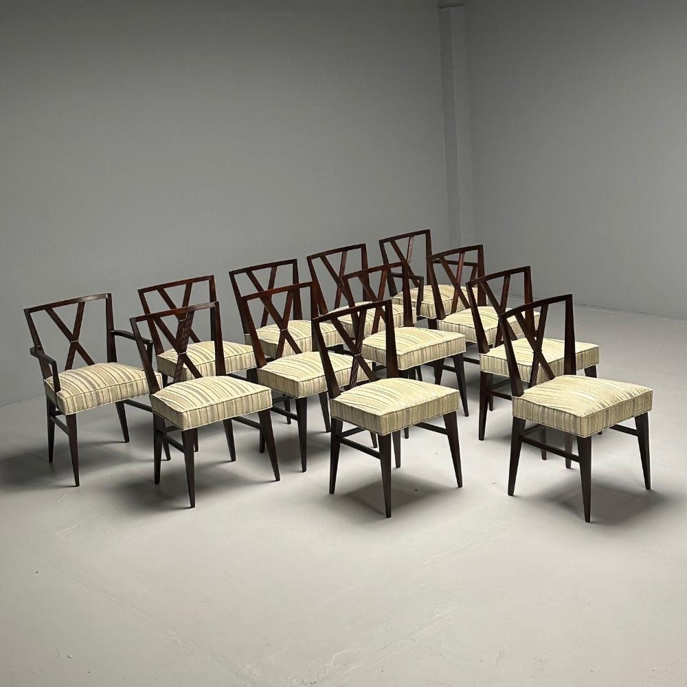 Tommi Parzinger Attrib., Mid-Century Modern, Twelve Dining Chairs, 1960s