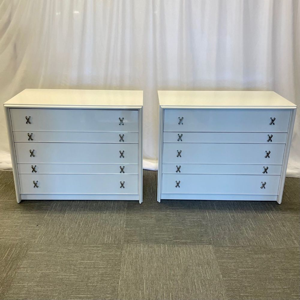 Pair Mid-Century Modern Dresser / Nightstands, Lacquer, Paul Frankl, John Stuart