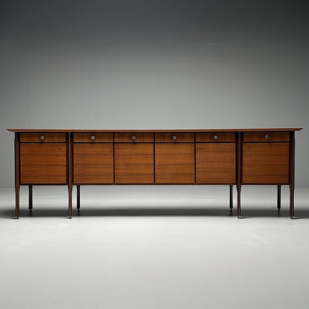 Italian Mid-Century Modern, Monumental Sideboard, Rosewood, Walnut, Italy, 1960s