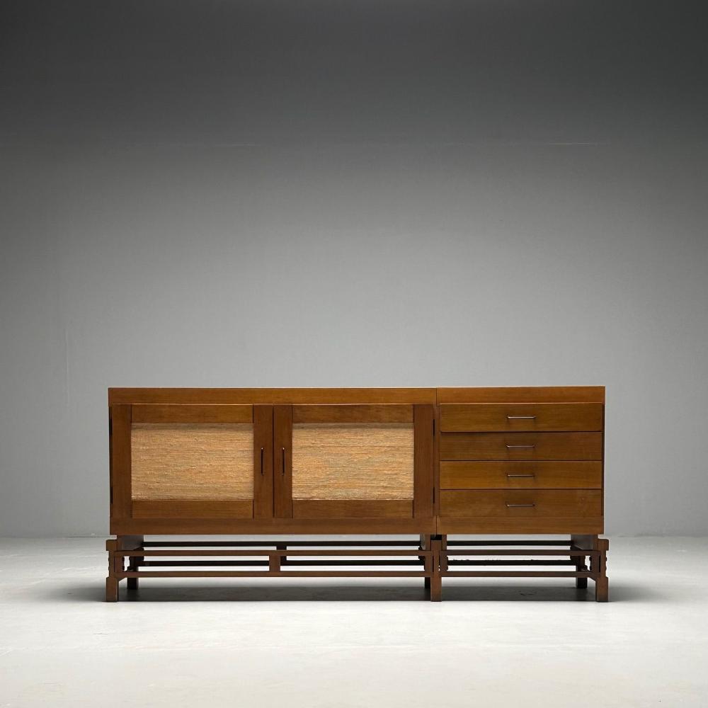 Leonardo Fiori, Italian Mid-Century Modern, Sideboard, Wengé, Seagrass, 1950s