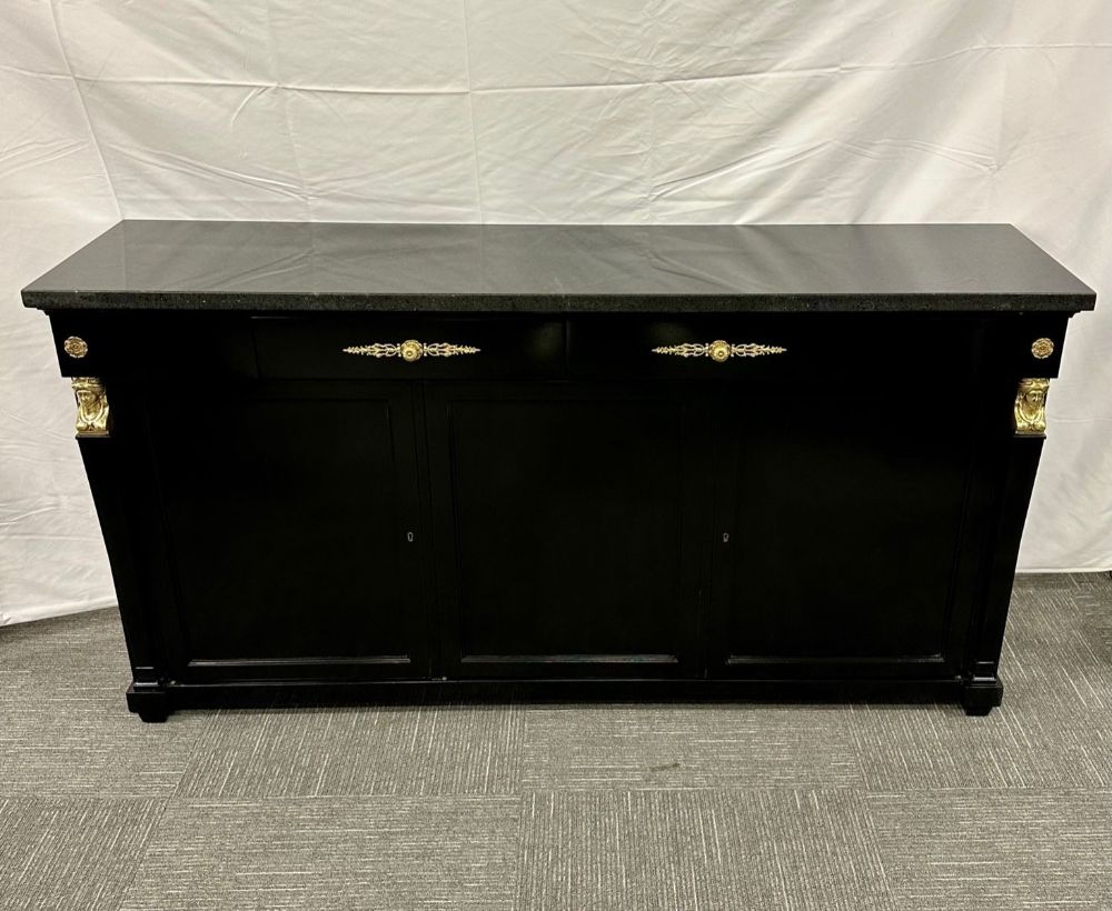 Hollywood Regency Sideboard / Credenza / Cabinet, Bronze Mounted, Empire Style