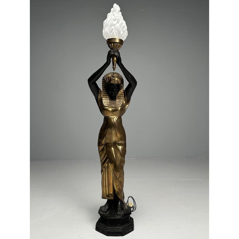 Regency, Floor Lamp, Egyptian Motif, Gilt Metal, Bronze, 1990s