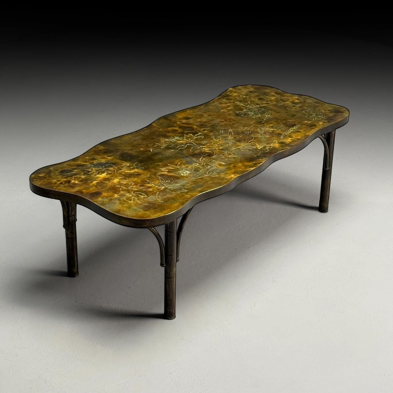 Philip & Kelvin LaVerne, Mid-Century Modern, Organic Form Coffee Table, Bronze