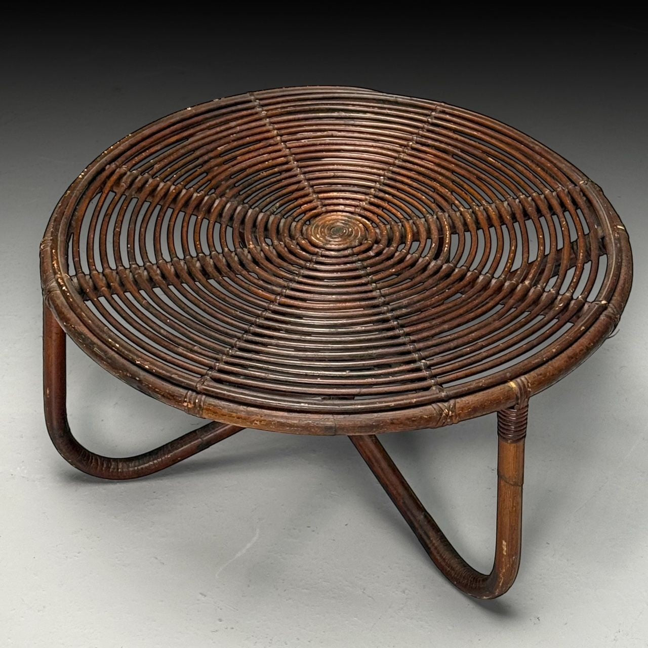 Tito Agnoli, Italian Mid-Century Modern, Small Coffee Table, Rattan, Bamboo