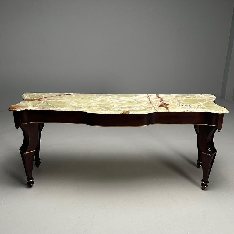 French Mahogany And Parcel Gilt Onyx Marble Top Console Table by Maison Jansen