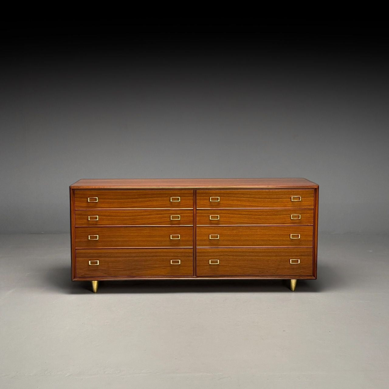 Paul Frankl, John Stuart, Mid-Century Modern, Dresser, Walnut, Brass, USA, 1950s