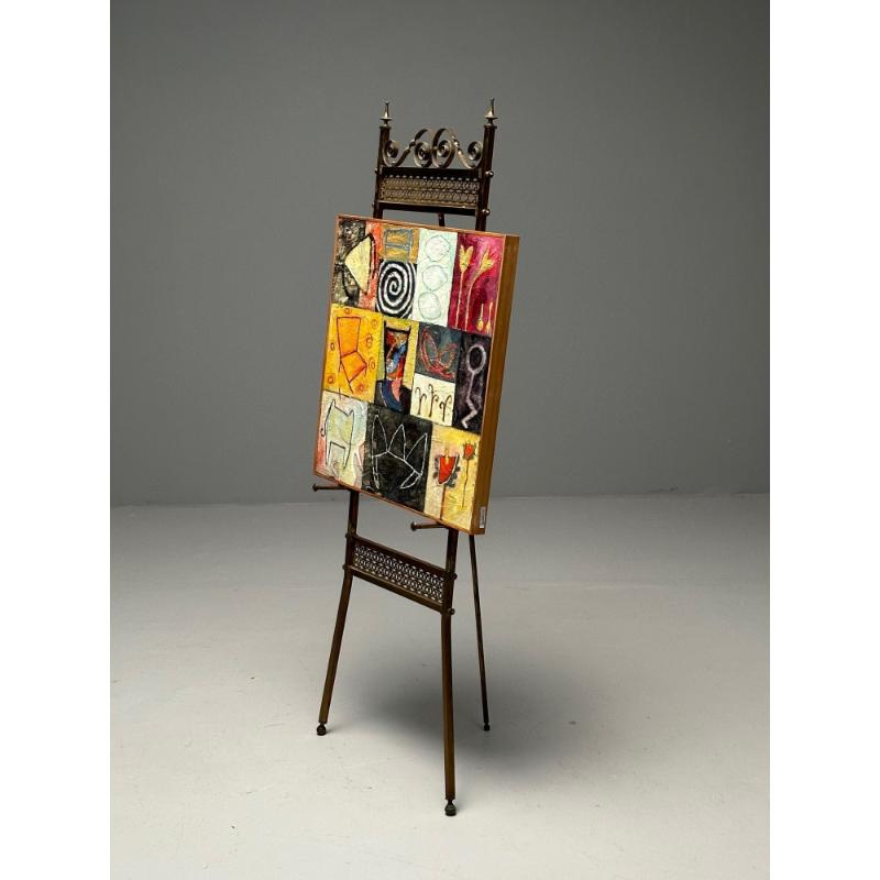 French Neoclassical, Antique Standing Easel, Bronze, France, 1940s