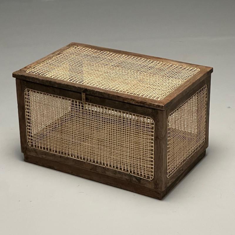 Pierre Jeanneret, French Mid-Century Modern Storage Chest, Cane, Teak, Chandigarh